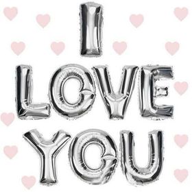 Nessi World 35 cm I Love You Gümüş Renk Folyo Balon