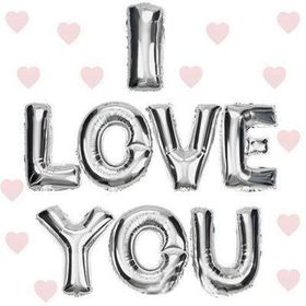 Nessi World 35 cm I Love You Gümüş Renk Folyo Balon