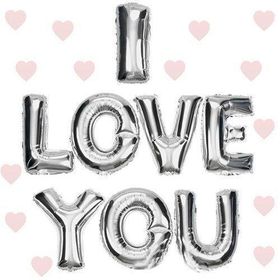 Nessi World 35 cm I Love You Gümüş Renk Folyo Balon