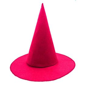 Nessi World 35x38 cm Pembe Fuşya Renk Keçe Yetişkin Çocuk Uyumlu Cadı Şapkası