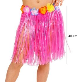 Nessi World 40 cm Yetişkin ve Çocuk Uyumlu Pembe Renk Püsküllü Hawaii Luau Hula Etek