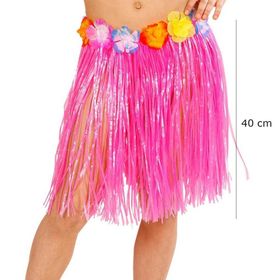 Nessi World 40 cm Yetişkin ve Çocuk Uyumlu Pembe Renk Püsküllü Hawaii Luau Hula Etek