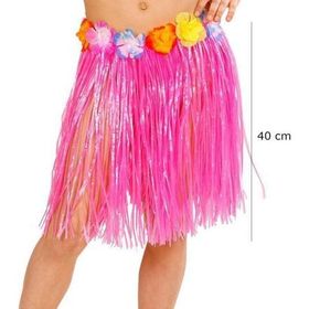Nessi World 40 cm Yetişkin ve Çocuk Uyumlu Pembe Renk Püsküllü Hawaii Luau Hula Etek