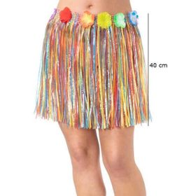 Nessi World 40 cm Yetişkin ve Çocuk Uyumlu Rengarenk Püsküllü Hawaii Luau Hula Etek