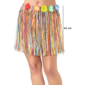 Nessi World 40 cm Yetişkin ve Çocuk Uyumlu Rengarenk Püsküllü Hawaii Luau Hula Etek