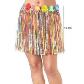 Nessi World 40 cm Yetişkin ve Çocuk Uyumlu Rengarenk Püsküllü Hawaii Luau Hula Etek