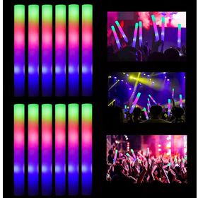 Nessi World 46 cm 12 Adet Led Işıklı Rengarenk Sünger Parti Çubuk Işıklı Kauçuk Sopa