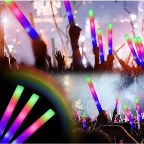 Nessi World 46 cm Led Işıklı Rengarenk Sünger Parti Çubuk Işıklı Kauçuk Sopa