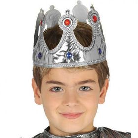 Nessi World 57 cm Gümüş Renk Kumaş Malzemeden Imal Çocuk Kral Tacı
