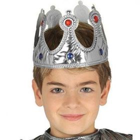Nessi World 57 cm Gümüş Renk Kumaş Malzemeden Imal Çocuk Kral Tacı