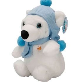 Nessi World S00004773 Şapkalı ve Atkılı 30 cm Peluş Kutup Ayısı