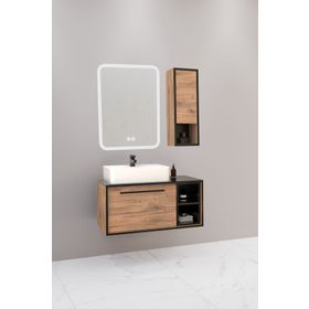 Netdeko Energy 90 cm Beyaz Lavabolu Banyo Dolabı Takımı ve Boy Dolabı