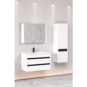 Netdeko Levante 85 cm Beyaz Lavabolu Banyo Dolabı Dahil