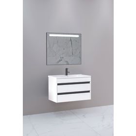 Netdeko Levante 85 cm Beyaz Lavabolu Banyo Dolabı Dahil