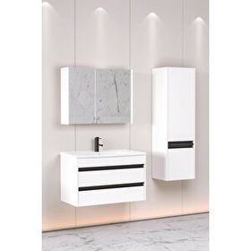 Netdeko Levante 85 cm Beyaz Lavabolu Banyo Dolabı Dahil