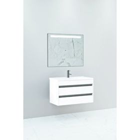 Netdeko Levante 85 cm Boy Dolap Hariç Beyaz Lavabolu Banyo Dolabı