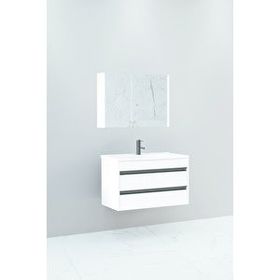 Netdeko Levante 85 cm Boy Dolap Hariç Beyaz Lavabolu Banyo Dolabı