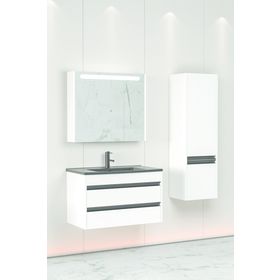 Netdeko Levante 85 cm Siyah Lavabolu Banyo Boy Dolap Dahil Dolabı
