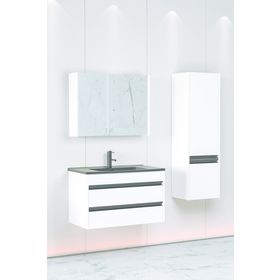 Netdeko Levante 85 cm Siyah Lavabolu Banyo Boy Dolap Dahil Dolabı