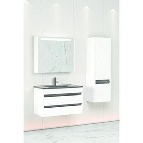 Netdeko Levante 85 cm Siyah Lavabolu Banyo Boy Dolap Dahil Dolabı