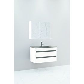 Netdeko Levante 85 cm Siyah Lavabolu Boy Dolap Hariç Banyo Dolabı