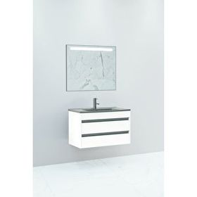 Netdeko Levante 85 cm Siyah Lavabolu Boy Dolap Hariç Banyo Dolabı