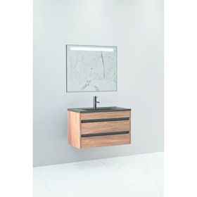 Netdeko Levante 85 cm Siyah Lavabolu Boy Dolap Hariç Banyo Dolabı