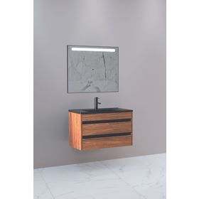 Netdeko Levante 85 cm Siyah Lavabolu Boy Dolap Hariç Banyo Dolabı