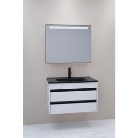 Netdeko Levante 85 cm Siyah Lavabolu Boy Dolap Hariç Banyo Dolabı