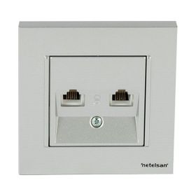 Netelsan Cat3Cat6 Byobu Parlak Gümüş DataNümeris Çerçeveli Telefon Priz