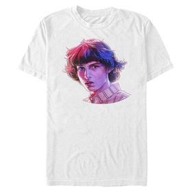 Netflix Stranger Things Mike Big Face Organic Short Sleeve Weiß Unisex T-shirt