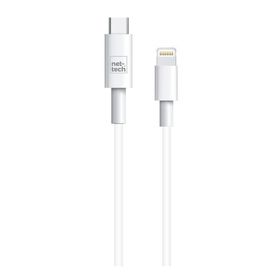 Nettech 100 cm 2.4A Beyaz Plastik Type-C to Lightning Şarj ve Data Kablosu