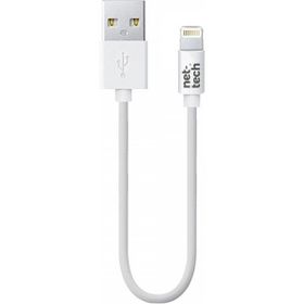 Nettech NT-26 Beyaz 20 cm Plastik Lightning Şarj ve Data Kablosu