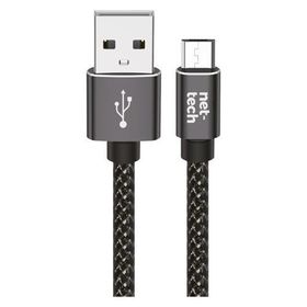 Nettech NT-DC02 300 cm Siyah İp Örgü Micro Şarj ve Data Kablosu