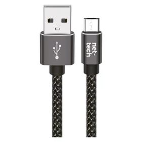 Nettech NT-DC02 300 cm Siyah İp Örgü Micro Şarj ve Data Kablosu