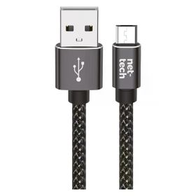 Nettech NT-DC02 300 cm Siyah İp Örgü Micro Şarj ve Data Kablosu