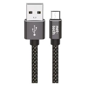 Nettech NT-DC02 300 cm Siyah İp Örgü Micro Şarj ve Data Kablosu
