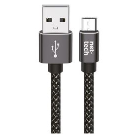Nettech NT-DC02 300 cm Siyah İp Örgü Micro Şarj ve Data Kablosu