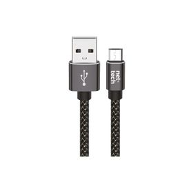 Nettech NT-DC02 300 cm Siyah İp Örgü Micro Şarj ve Data Kablosu
