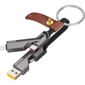 Nettech NT-DC44 4 in 1 60 W Gri İp Örgü USB to Micro Lightning Type-C Şarj ve Data Kablosu