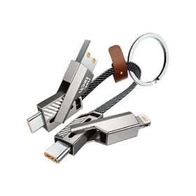 Nettech NT-DC44 4 in 1 60 W Gri İp Örgü USB to Micro Lightning Type-C Şarj ve Data Kablosu