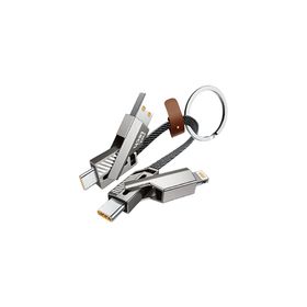 Nettech NT-DC44 4 in 1 60 W Gri İp Örgü USB to Micro Lightning Type-C Şarj ve Data Kablosu