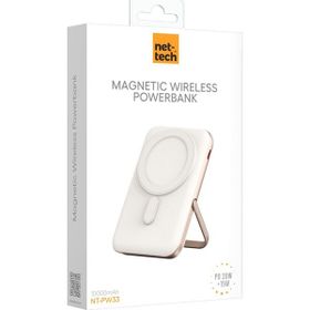 Nettech NT-PW33 15W + 20W PD 10000 mAh Krem Mag Safe Powerbank