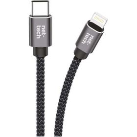 Nettech PD 20W 300 cm Siyah Type-C to Lightning İp Örgü Şarj ve Data Kablosu