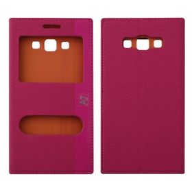 Nettech Samsung Galaxy A700 A7 2015 Pencereli Kapaklı Pembe Cep Telefonu Kılıfı