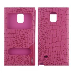 Nettech Samsung Galaxy N910 Note 4 Pencereli Kapaklı Pembe Cep Telefonu Kılıfı