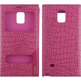 Nettech Samsung Galaxy N910 Note 4 Pencereli Kapaklı Pembe Cep Telefonu Kılıfı