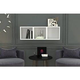 Nettrends DVR-1013 Beyaz 100 cm Kitaplıklı Duvar Rafı