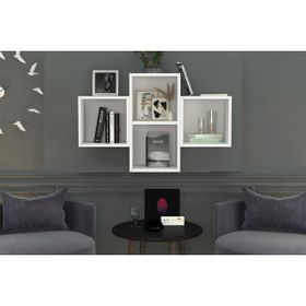Nettrends DVR-1028 Beyaz 100 cm Kitaplıklı Duvar Rafı