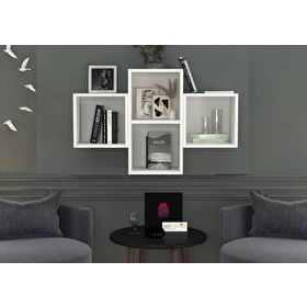 Nettrends DVR-1028 Beyaz 100 cm Kitaplıklı Duvar Rafı